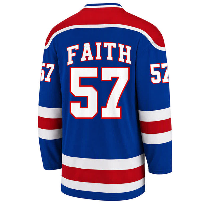 Christianartworkshop Camiseta de hockey de manga larga con rayas azules Jesus Faith 57 - image 2