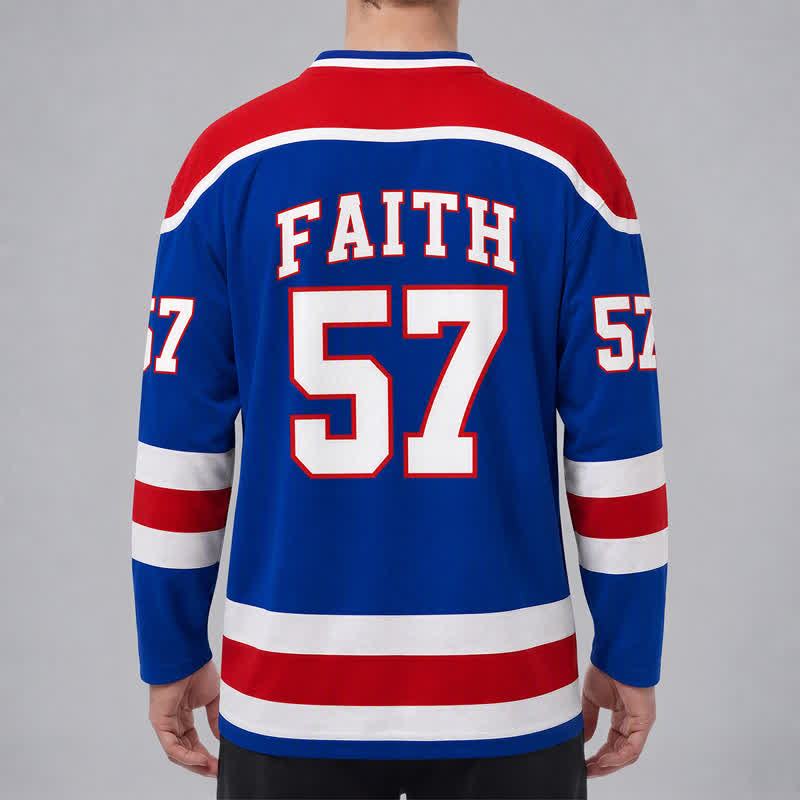 Christianartworkshop Camiseta de hockey de manga larga con rayas azules Jesus Faith 57 - image 4