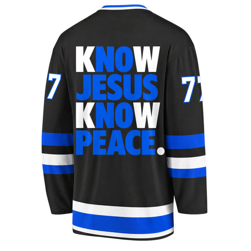Christianartworkshop Camiseta de hockey con la frase "Conoce a Jesús, conoce la paz" - image 2