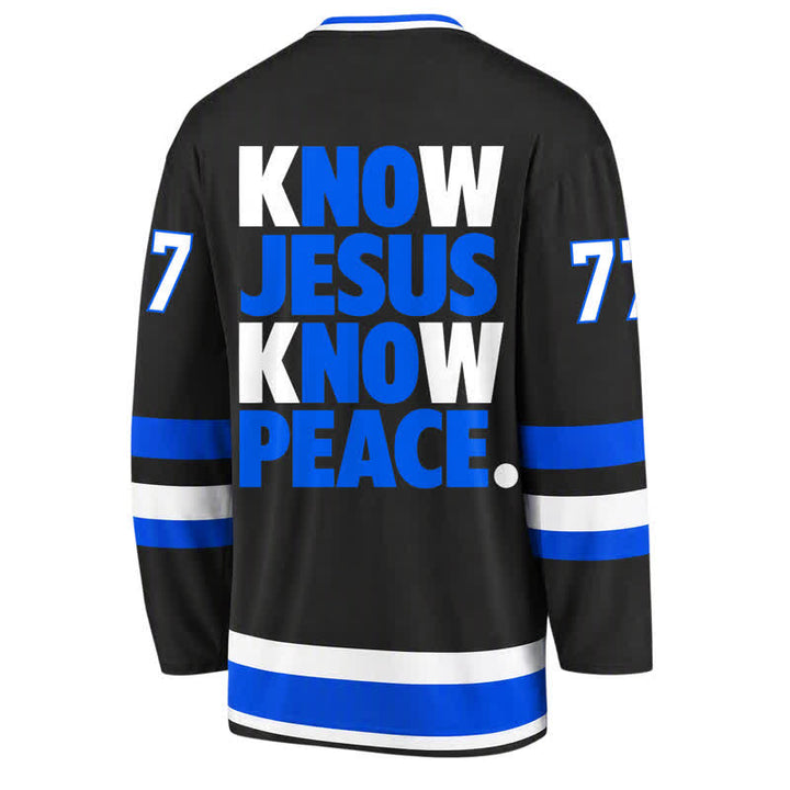 Christianartworkshop Camiseta de hockey con la frase "Conoce a Jesús, conoce la paz" - image 2