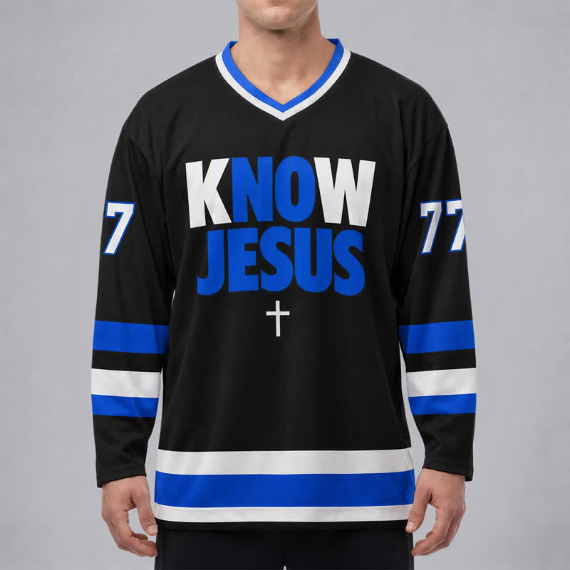 Christianartworkshop Camiseta de hockey con la frase "Conoce a Jesús, conoce la paz" - image 3