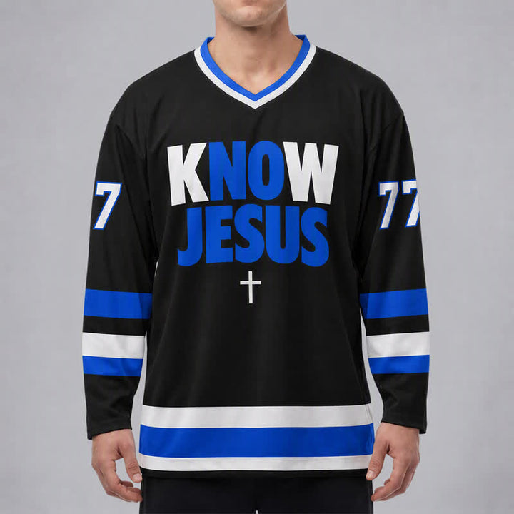 Christianartworkshop Camiseta de hockey con la frase "Conoce a Jesús, conoce la paz" - image 3