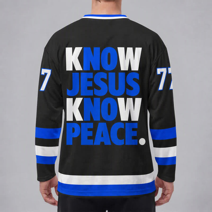 Christianartworkshop Camiseta de hockey con la frase "Conoce a Jesús, conoce la paz" - image 4