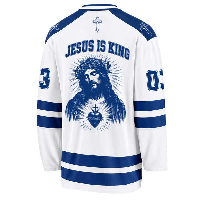 Christianartworkshop Camiseta de hockey de manga larga "Hijo de Dios Jesús es Rey" - image 2