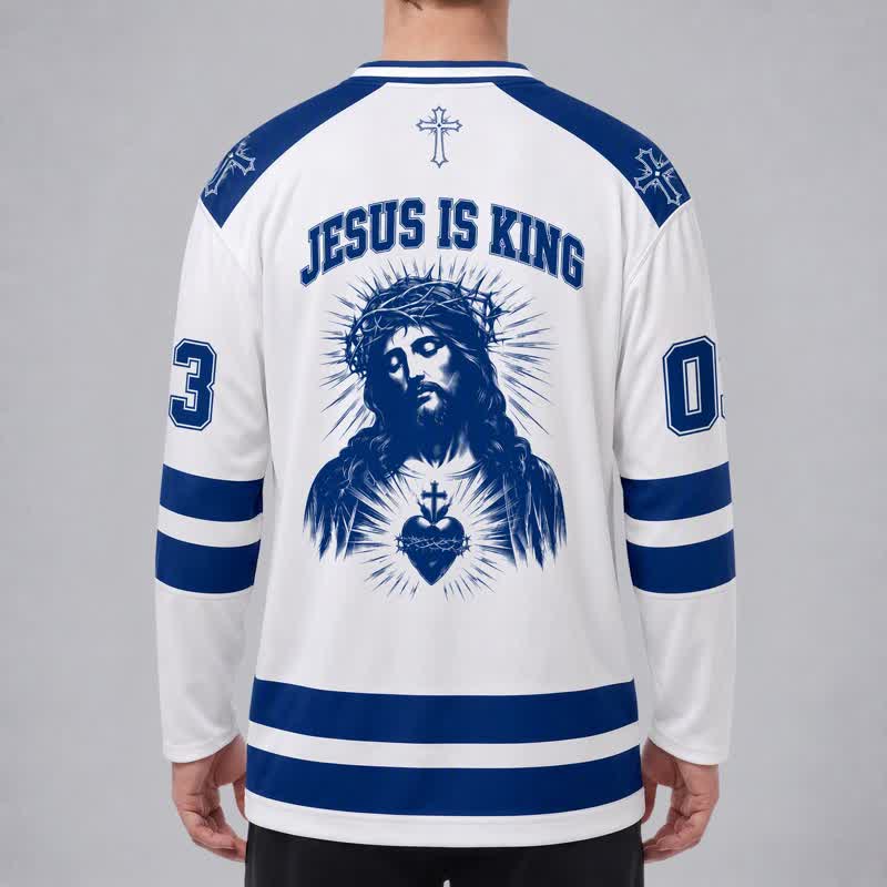 Christianartworkshop Camiseta de hockey de manga larga "Hijo de Dios Jesús es Rey" - image 4