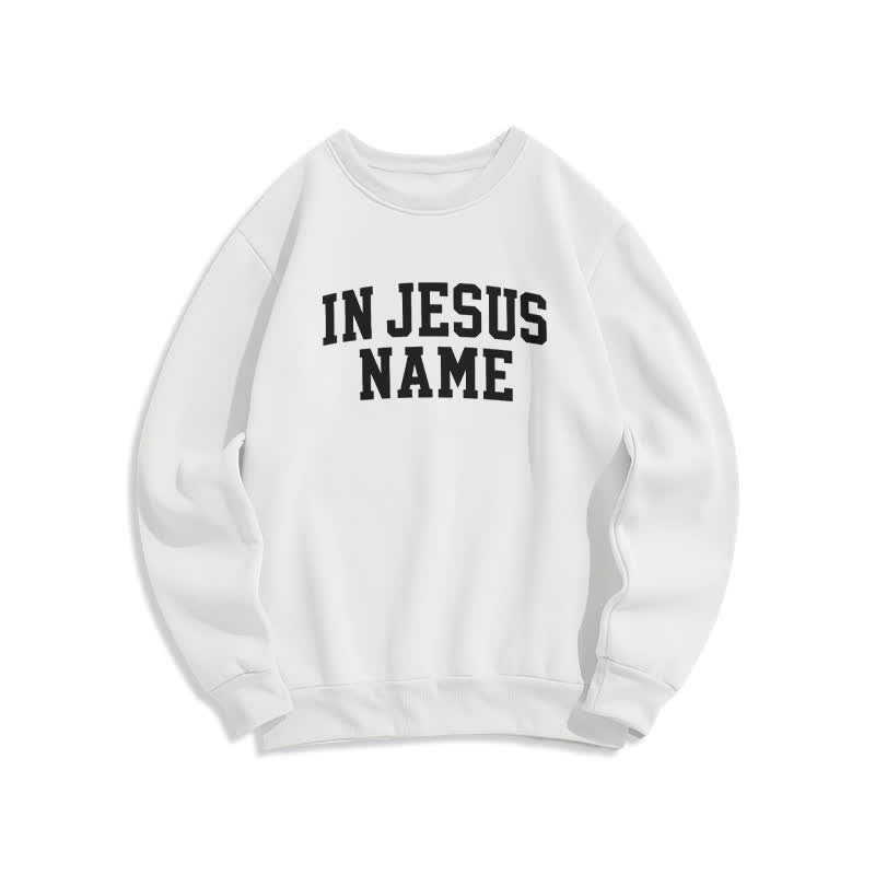 Christianartworkshop Sudadera de forro polar extragrande con estampado universitario en el nombre de Jesús - Blanco - 2XL - image 1