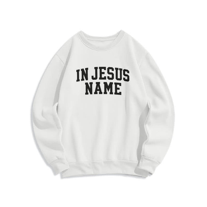 Christianartworkshop Sudadera de forro polar extragrande con estampado universitario en el nombre de Jesús - Blanco - 2XL - image 1