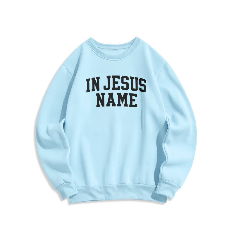 Christianartworkshop Sudadera de forro polar extragrande con estampado universitario en el nombre de Jesús - Azul - 2XL - image 3
