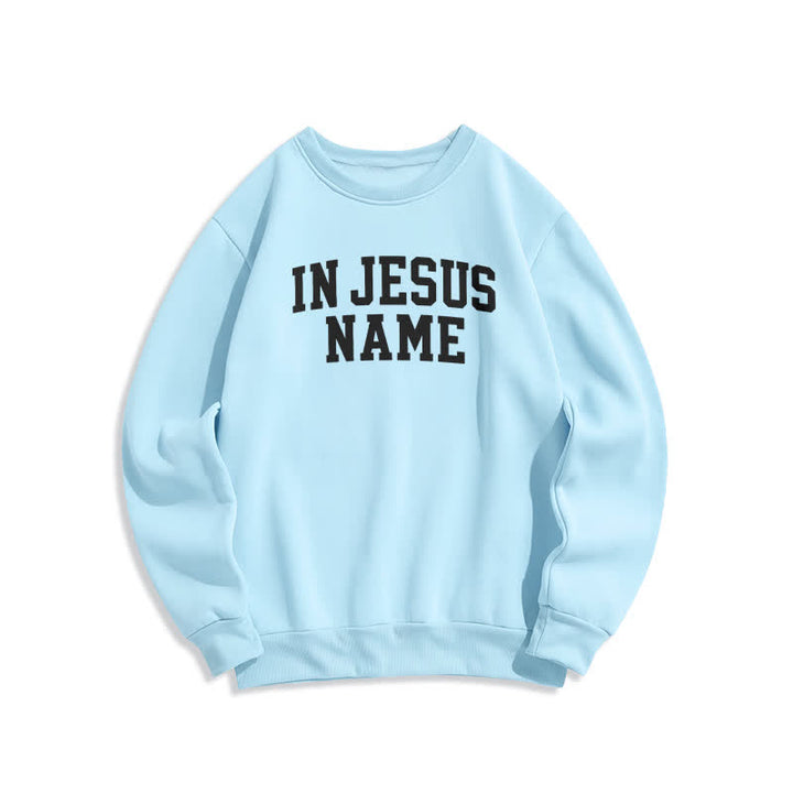 Christianartworkshop Sudadera de forro polar extragrande con estampado universitario en el nombre de Jesús - Azul - 2XL - image 3