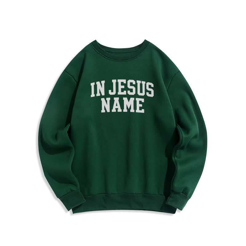 Christianartworkshop Sudadera de forro polar extragrande con estampado universitario en el nombre de Jesús - Verde - 2XL - image 4