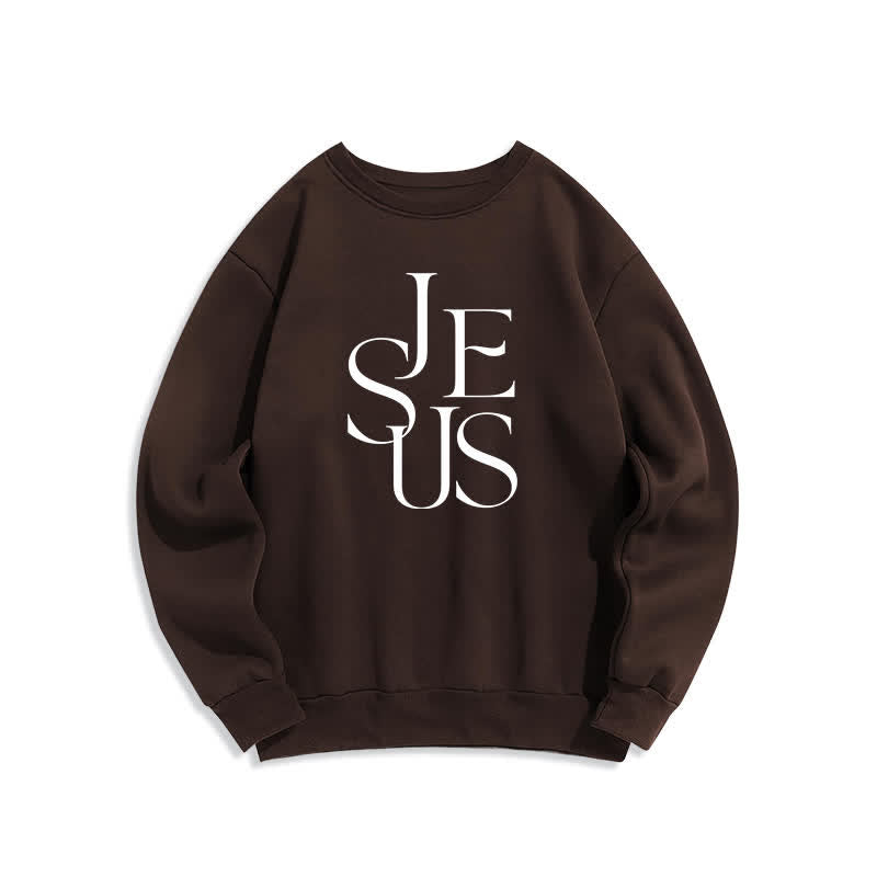 Christianartworkshop Sudadera extragrande de cuello redondo con estampado del contorno de Jesús - Marrón - 2XL - image 0