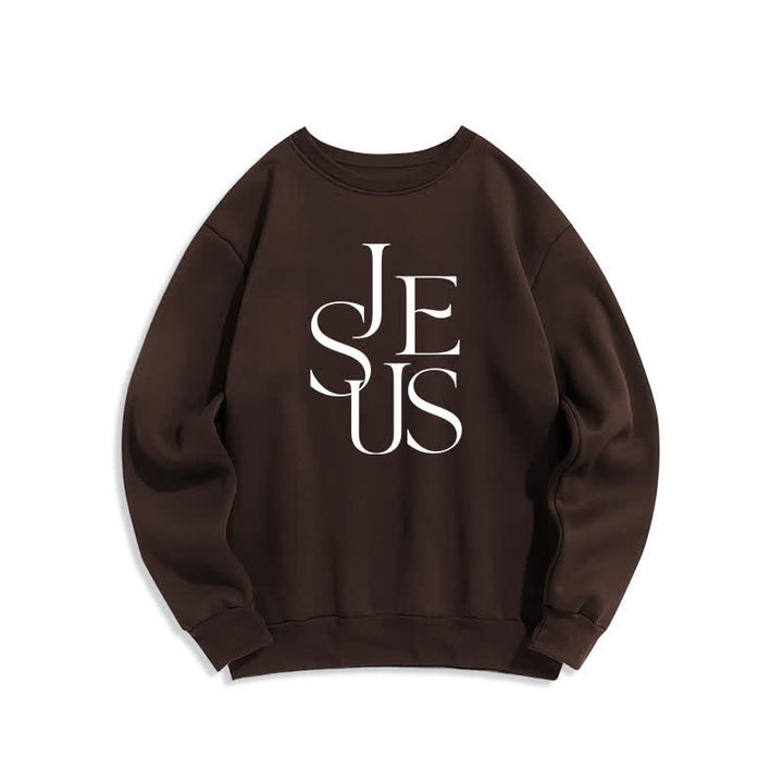 Christianartworkshop Sudadera extragrande de cuello redondo con estampado del contorno de Jesús - Marrón - 2XL - image 0