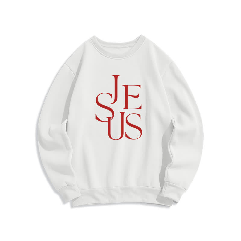 Christianartworkshop Sudadera extragrande de cuello redondo con estampado del contorno de Jesús - Blanco - 2XL - image 2