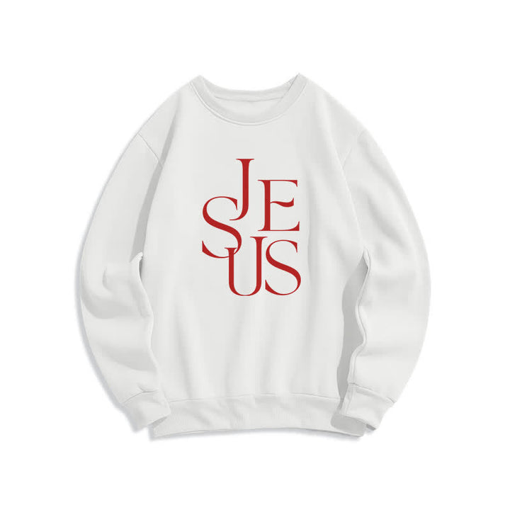 Christianartworkshop Sudadera extragrande de cuello redondo con estampado del contorno de Jesús - Blanco - 2XL - image 2