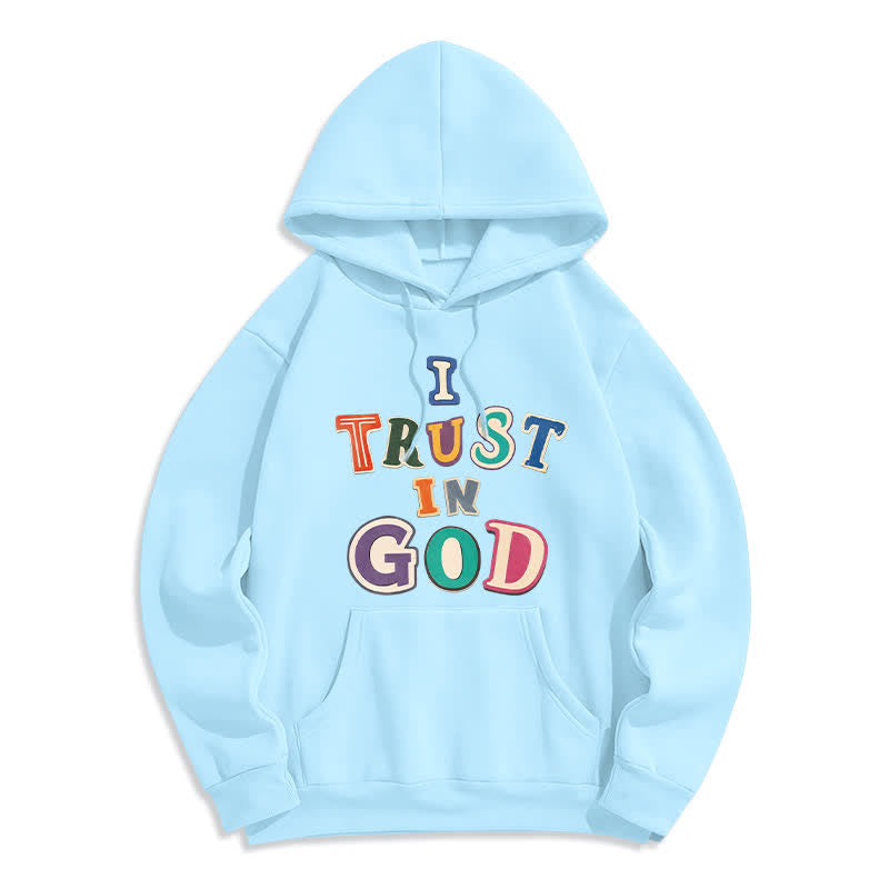 Christianartworkshop Sudadera con capucha vintage con bloques de color "Confío en Dios" - Azul - 2XL - image 0