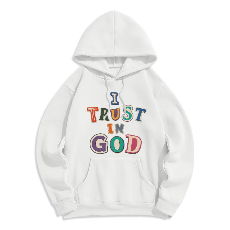 Christianartworkshop Sudadera con capucha vintage con bloques de color "Confío en Dios" - Blanco - 2XL - image 1