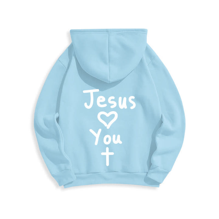 Christianartworkshop Sudadera con capucha extragrande de felpa con la frase "Jesús te ama" - image 22