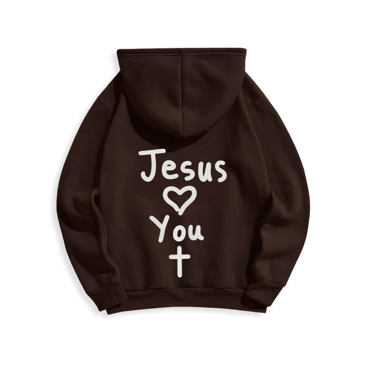 Christianartworkshop Sudadera con capucha extragrande de felpa con la frase "Jesús te ama" - image 10