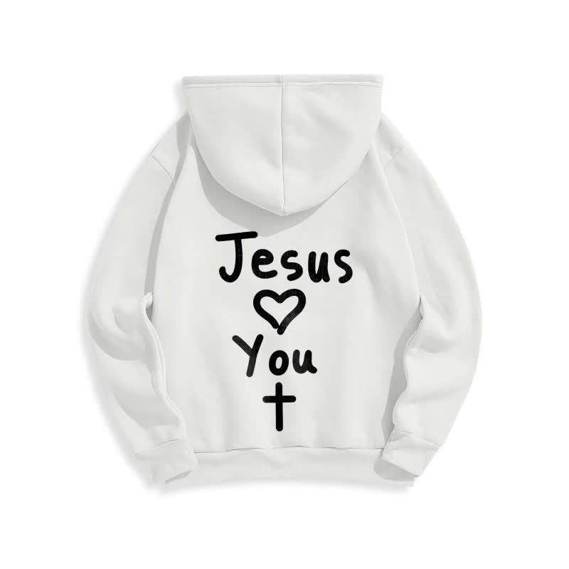 Christianartworkshop Sudadera con capucha extragrande de felpa con la frase "Jesús te ama" - image 4