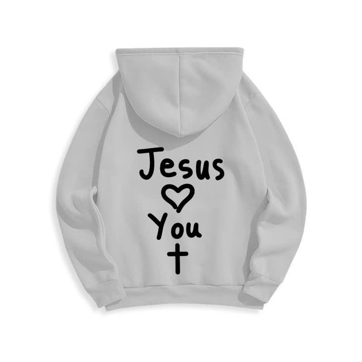 Christianartworkshop Sudadera con capucha extragrande de felpa con la frase "Jesús te ama" - image 7