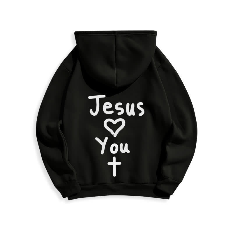 Christianartworkshop Sudadera con capucha extragrande de felpa con la frase "Jesús te ama" - image 1
