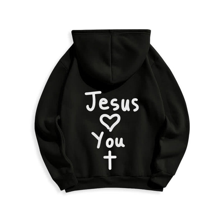 Christianartworkshop Sudadera con capucha extragrande de felpa con la frase "Jesús te ama" - image 1