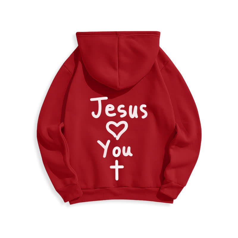 Christianartworkshop Sudadera con capucha extragrande de felpa con la frase "Jesús te ama" - image 19