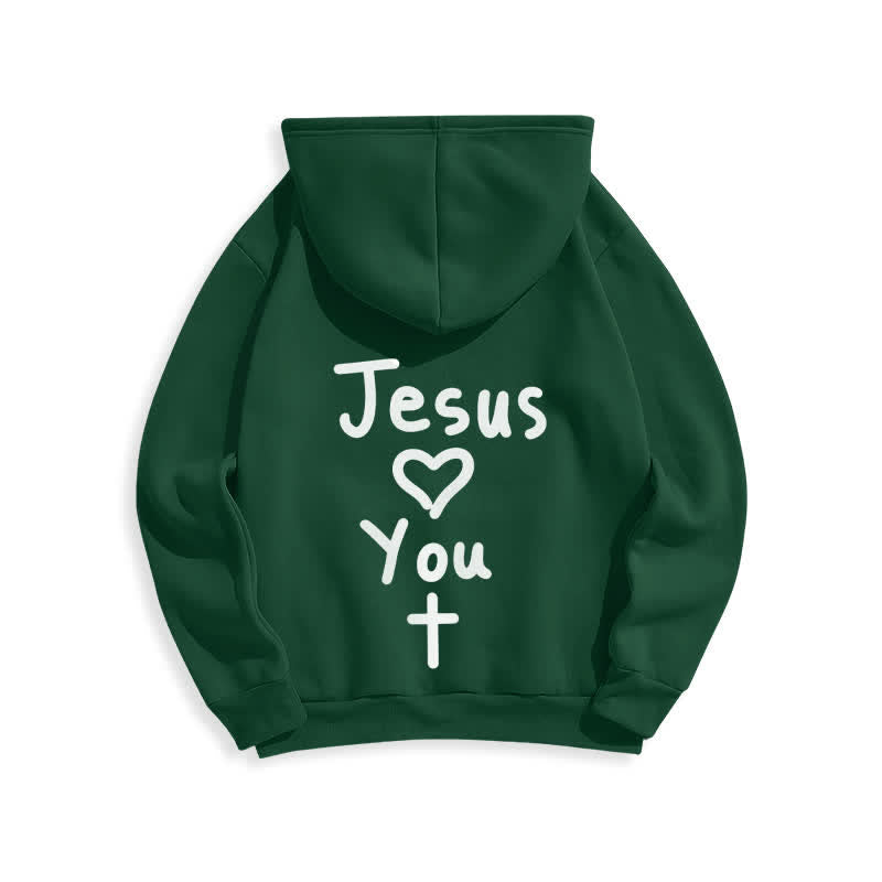 Christianartworkshop Sudadera con capucha extragrande de felpa con la frase "Jesús te ama" - image 16