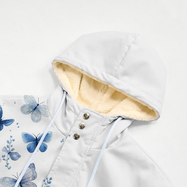 Christianartworkshop Chaqueta de invierno con capucha de forro polar con mariposa azul y Jesús. - image 4