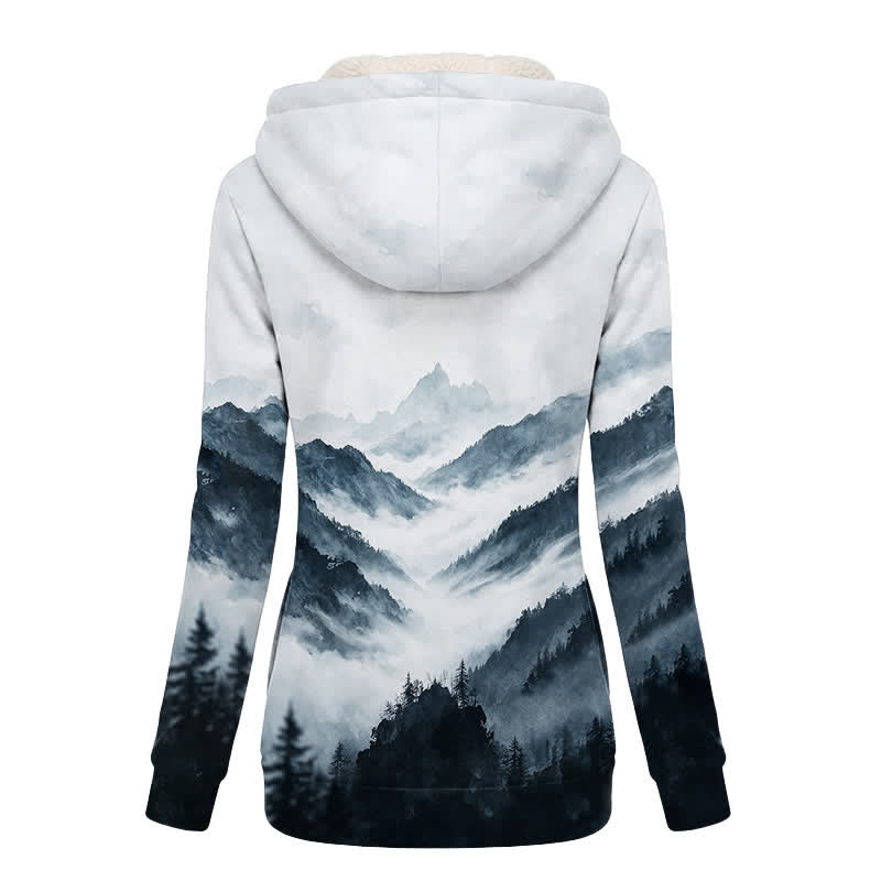 Christianartworkshop Chaqueta de invierno con capucha y forro polar de Misty Mountain Cross en tonos fríos. - image 1