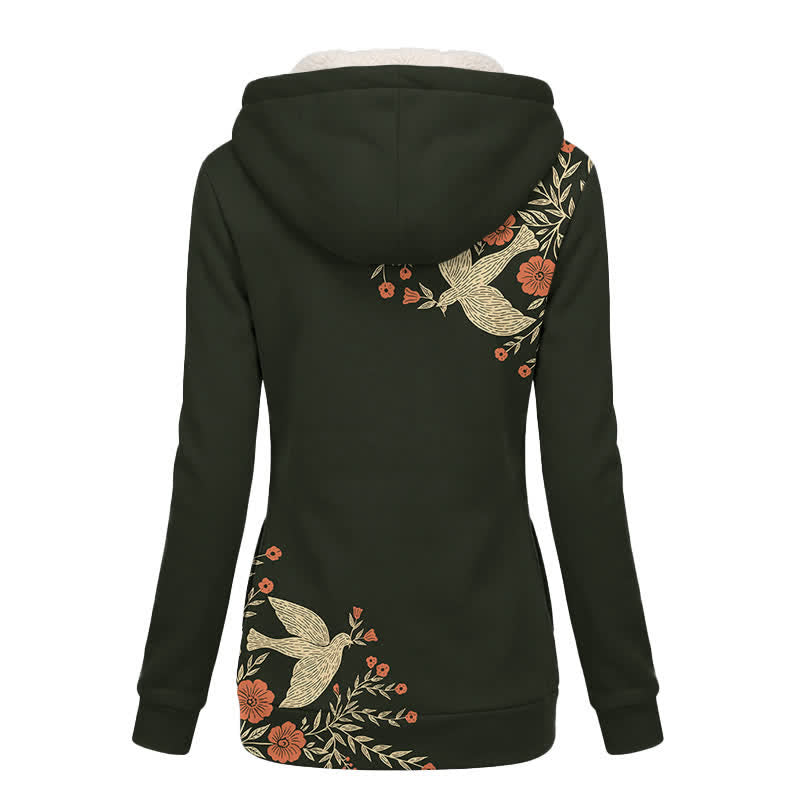 Christianartworkshop Chaqueta de invierno de forro polar con capucha, cruz floral negra y Espíritu Santo. - image 1