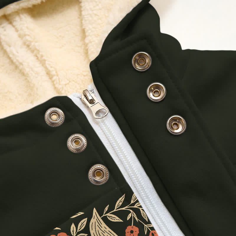 Christianartworkshop Chaqueta de invierno de forro polar con capucha, cruz floral negra y Espíritu Santo. - image 5