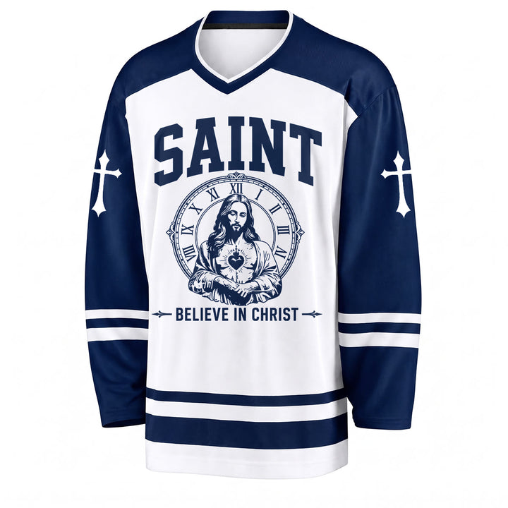 Christianartworkshop Dios te bendiga Cree en Cristo Camiseta de hockey - image 1