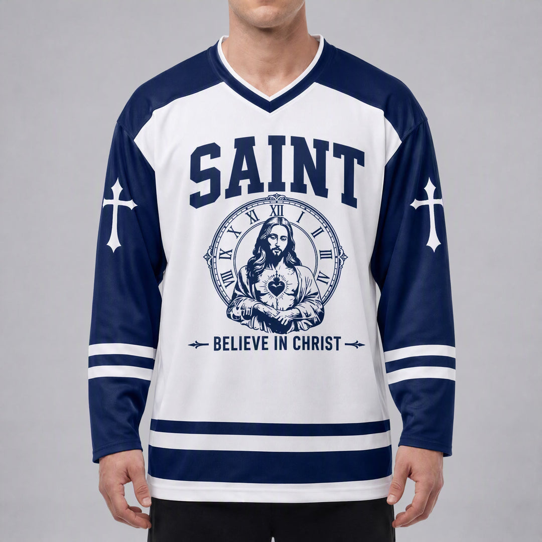 Christianartworkshop Dios te bendiga Cree en Cristo Camiseta de hockey - image 3