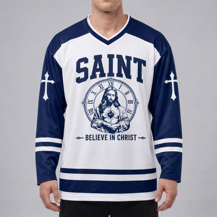 Christianartworkshop Dios te bendiga Cree en Cristo Camiseta de hockey - image 3