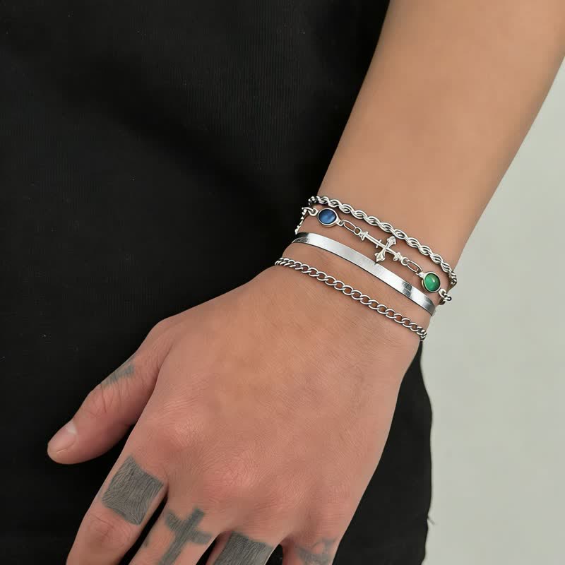 Christianartworkshop Elegante pulsera multiusos de aleación con diseño de cruz: un símbolo de devoción silenciosa. - Plata - image 5