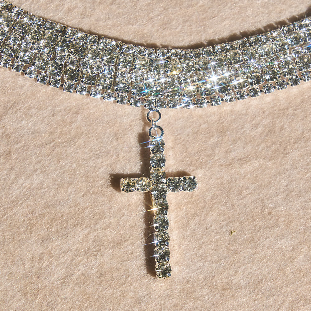 Christianartworkshop Gargantilla con cruz de diamantes de imitación deslumbrante: símbolo de la gracia celestial infalible. - image 4