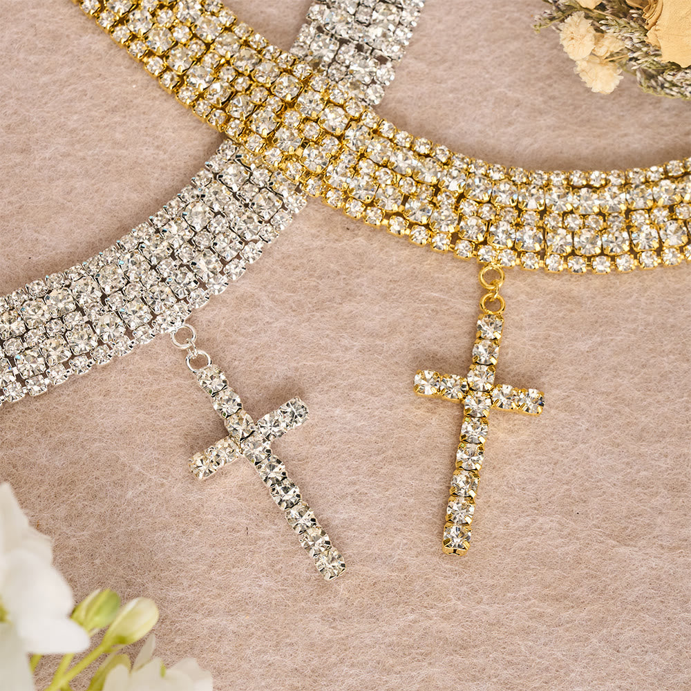 Christianartworkshop Gargantilla con cruz de diamantes de imitación deslumbrante: símbolo de la gracia celestial infalible. - image 2
