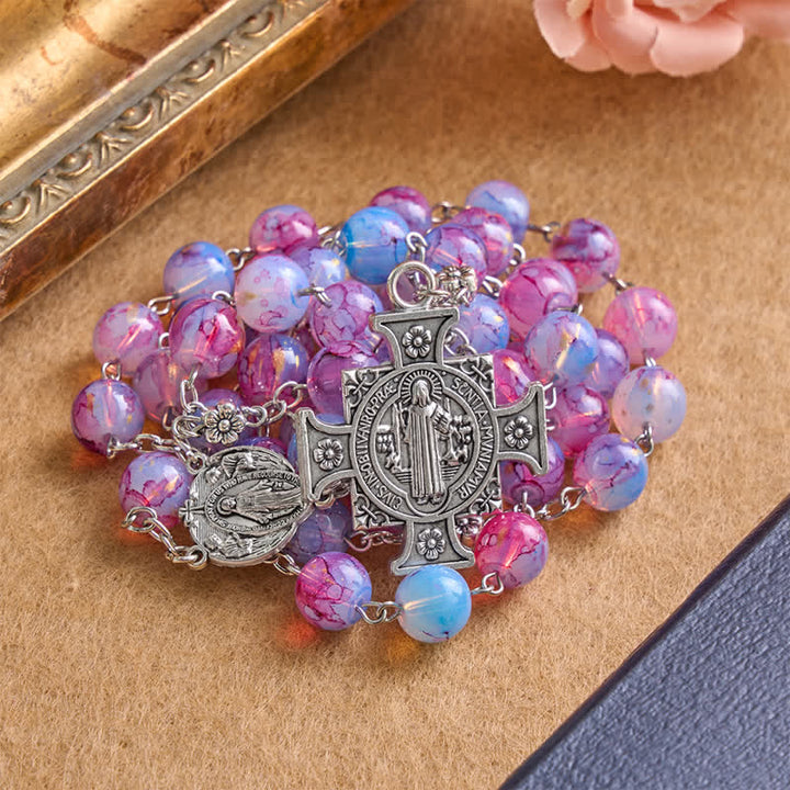 Christianartworkshop Rosario de aleación ornamentado con la Virgen María y San Benito: Emblema de bendición silenciosa. - image 2