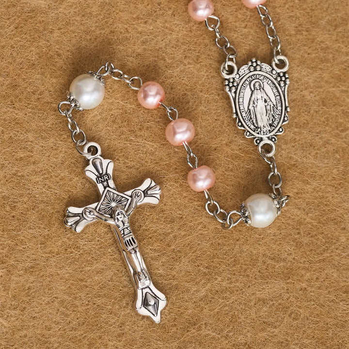 Christianartworkshop Kit de almacenamiento para rosario de Nuestra Señora, elaborado en aleación ornamentada y perlas: símbolo de protección celestial inquebrantable. - image 8