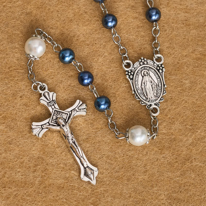 Christianartworkshop Kit de almacenamiento para rosario de Nuestra Señora, elaborado en aleación ornamentada y perlas: símbolo de protección celestial inquebrantable. - image 4