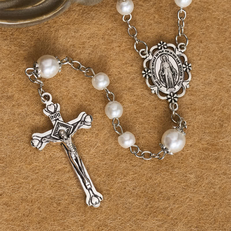 Christianartworkshop Kit de almacenamiento para rosario de Nuestra Señora, elaborado en aleación ornamentada y perlas: símbolo de protección celestial inquebrantable. - image 12