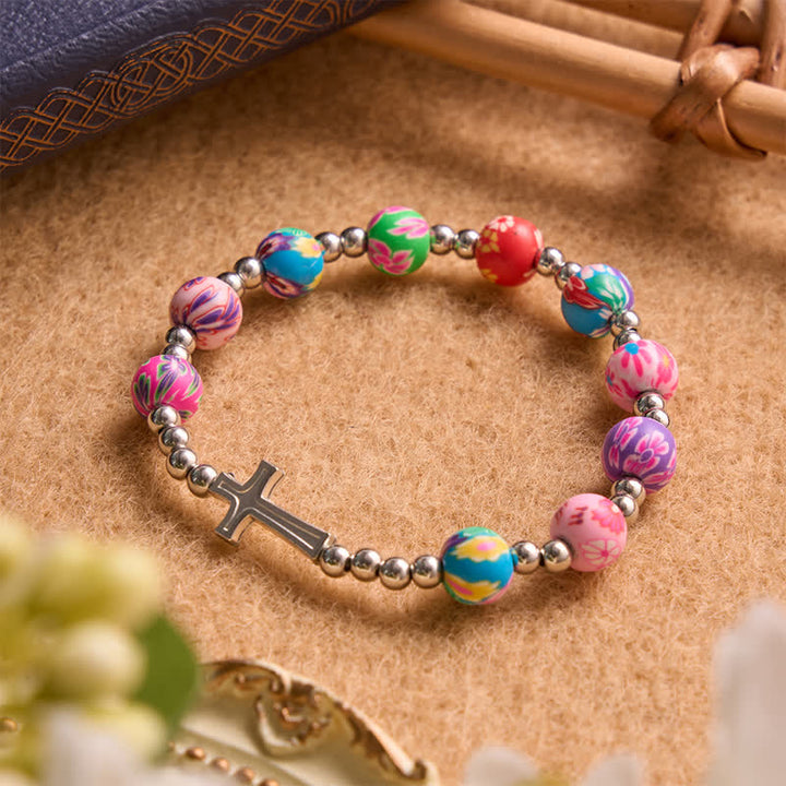 Christianartworkshop Pulsera con estampado floral, cruz y Espíritu Santo: portadora de suave protección divina. - image 4