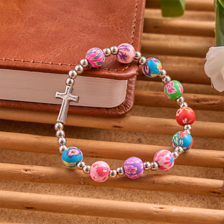 Christianartworkshop Pulsera con estampado floral, cruz y Espíritu Santo: portadora de suave protección divina. - image 5
