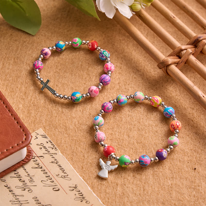 Christianartworkshop Pulsera con estampado floral, cruz y Espíritu Santo: portadora de suave protección divina. - image 0