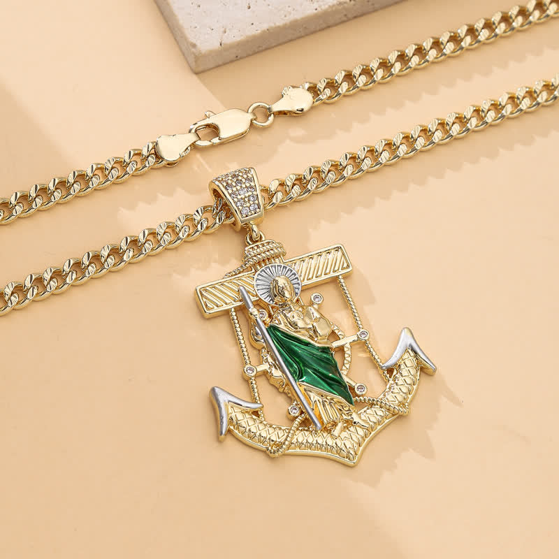 Christianartworkshop Collar icónico con San Judas Tadeo y San Cristóbal: emblema de esperanza divina y edificante. - image 6