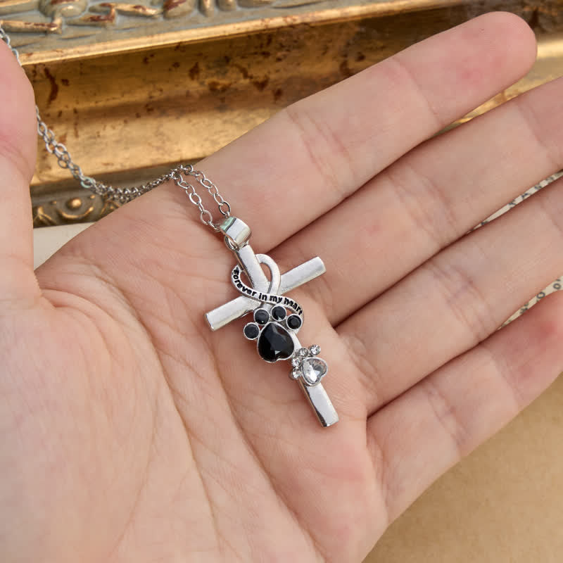 Christianartworkshop Collar con cruz de aleación con huella de pata: emblema de tierno recuerdo celestial. - image 2