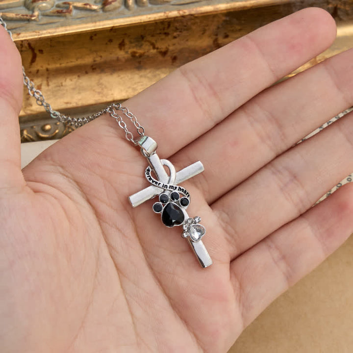 Christianartworkshop Collar con cruz de aleación con huella de pata: emblema de tierno recuerdo celestial. - image 2