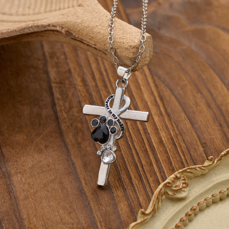 Christianartworkshop Collar con cruz de aleación con huella de pata: emblema de tierno recuerdo celestial. - image 4