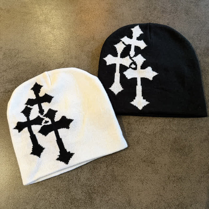 Christianartworkshop Gorro de punto jacquard de triple cruz: emblema de la gracia celestial eterna. - image 3